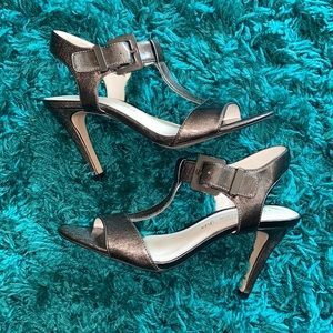 Anne Klein flex pewter heel sandals size 8